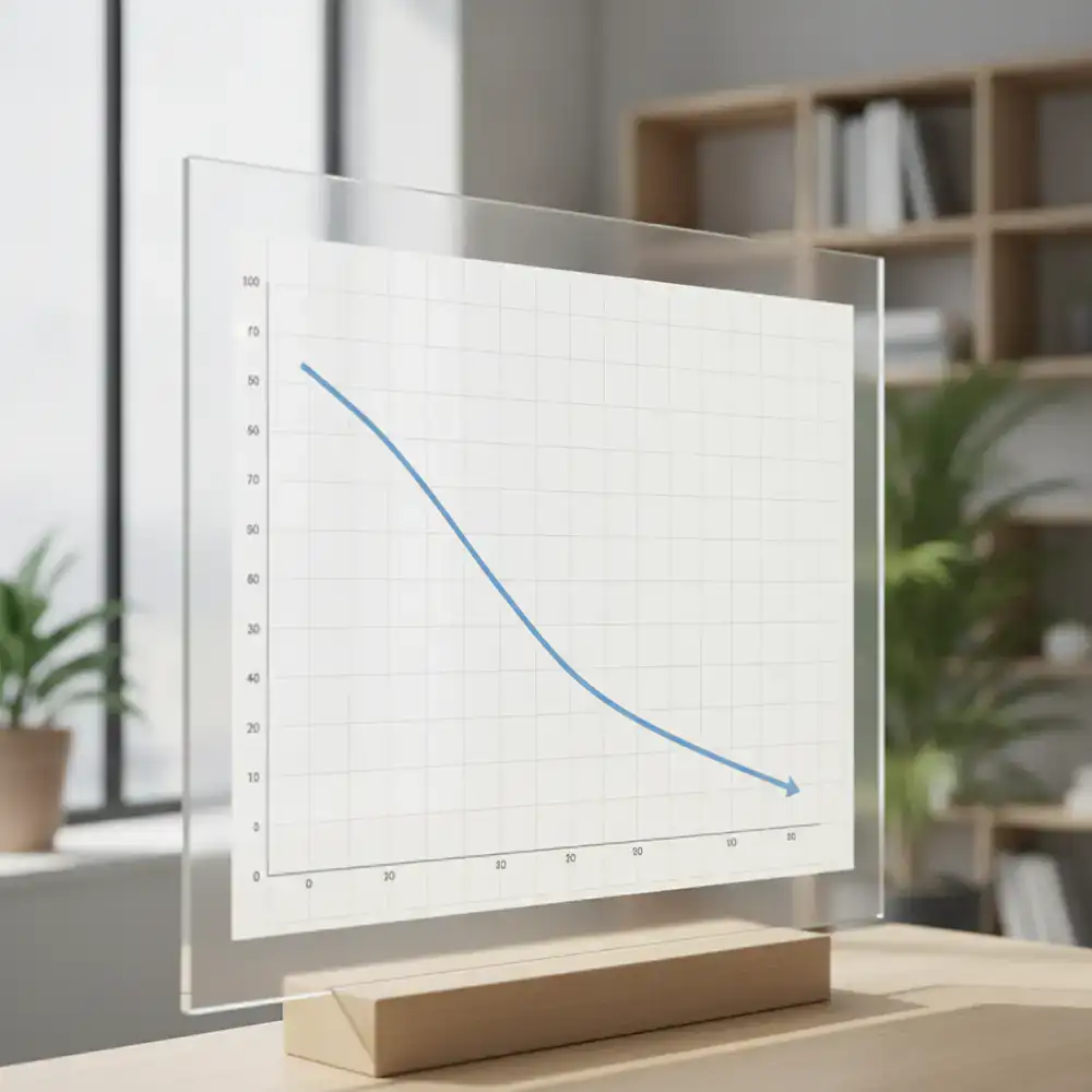 Gráfico mostrando a queda de falhas relatadas ao longo do tempo